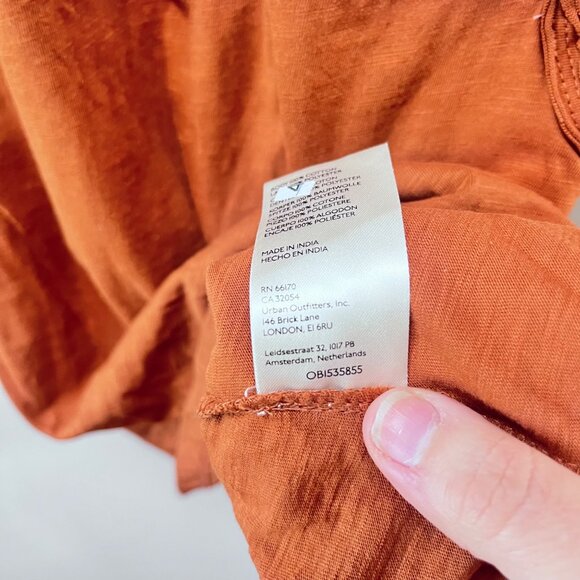 Anthropologie Lace-Trimmed Rust Orange‎ Top XS - Picture 3 of 9